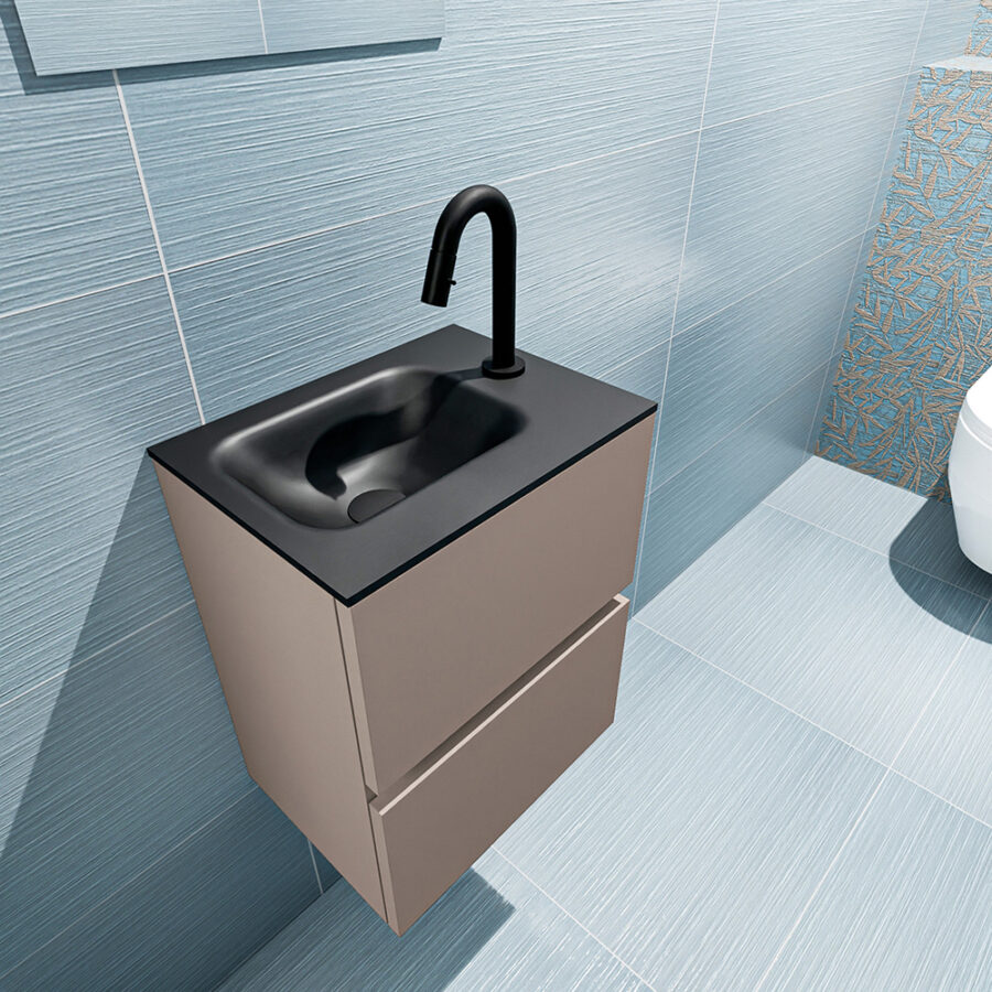 MONDIAZ ADA 40cm toiletmeubel smoke. LEX wastafel urban positie links. Met 1 kraangat - Afbeelding 2