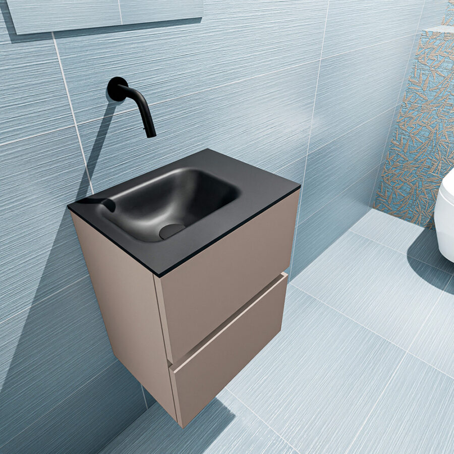 MONDIAZ ADA 40cm toiletmeubel smoke. LEX wastafel urban positie links. Zonder kraangat - Afbeelding 2