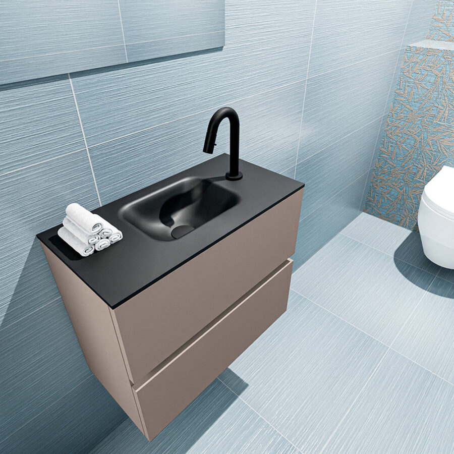 MONDIAZ ADA 60cm toiletmeubel smoke. LEX wastafel urban positie midden. Met 1 kraangat - Afbeelding 2