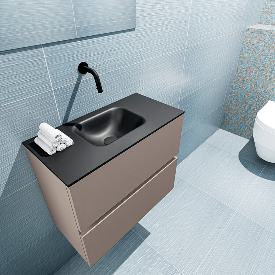 MONDIAZ ADA 60cm toiletmeubel smoke. LEX wastafel urban positie midden. Zonder kraangat - Afbeelding 2