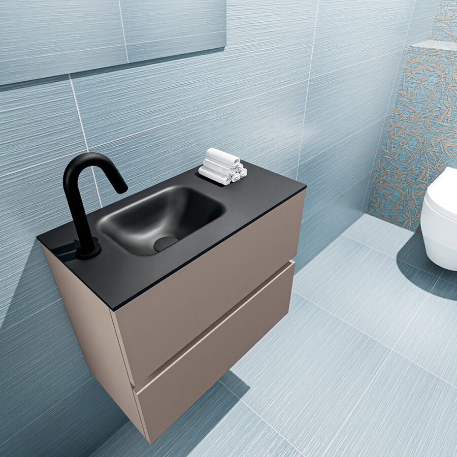 MONDIAZ ADA 60cm toiletmeubel smoke. LEX wastafel urban positie links. Met 1 kraangat - Afbeelding 2