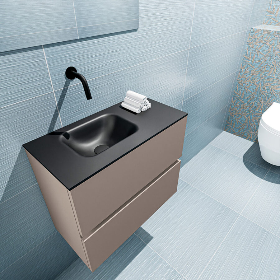 MONDIAZ ADA 60cm toiletmeubel smoke. LEX wastafel urban positie links. Zonder kraangat - Afbeelding 2