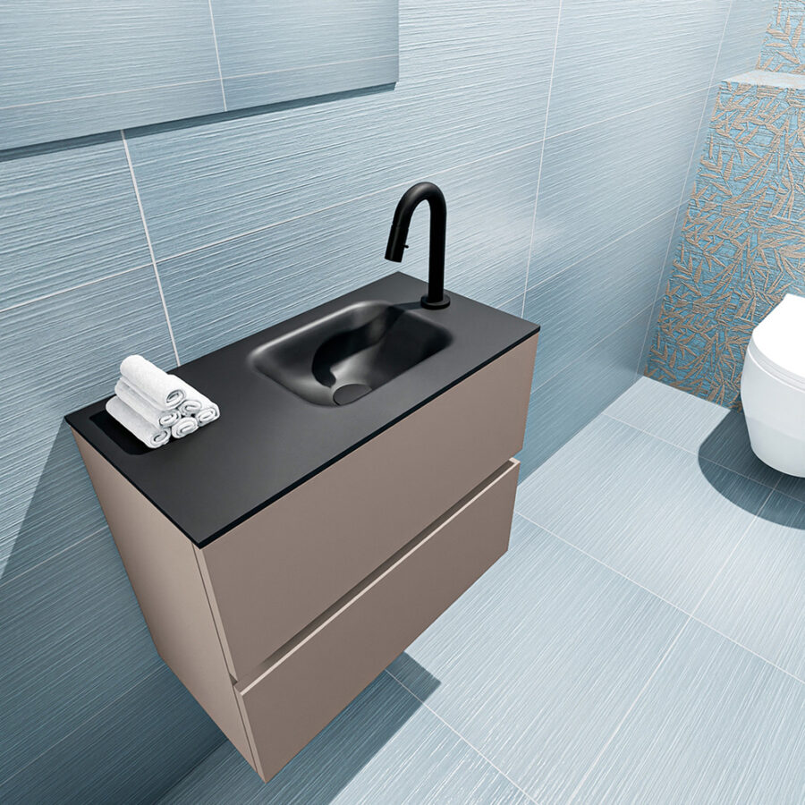 MONDIAZ ADA 60cm toiletmeubel smoke. LEX wastafel urban positie rechts. Met 1 kraangat - Afbeelding 2