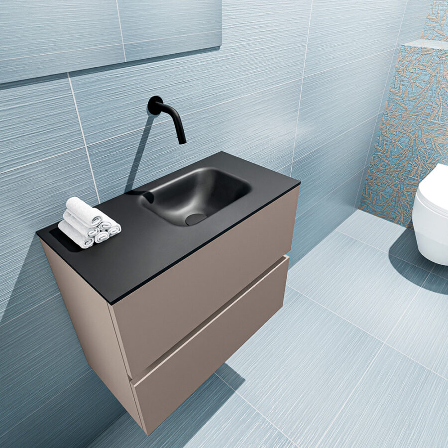 MONDIAZ ADA 60cm toiletmeubel smoke. LEX wastafel urban positie rechts. Zonder kraangat - Afbeelding 2