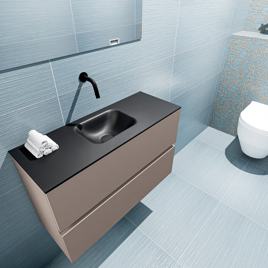 MONDIAZ ADA 80cm toiletmeubel smoke. LEX wastafel urban positie midden. Zonder kraangat - Afbeelding 2