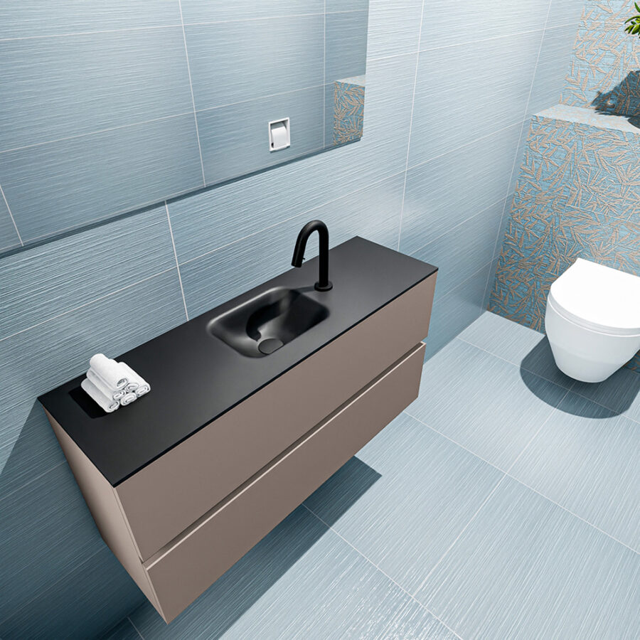 MONDIAZ ADA 100cm toiletmeubel smoke. LEX wastafel urban positie midden. Met 1 kraangat - Afbeelding 2