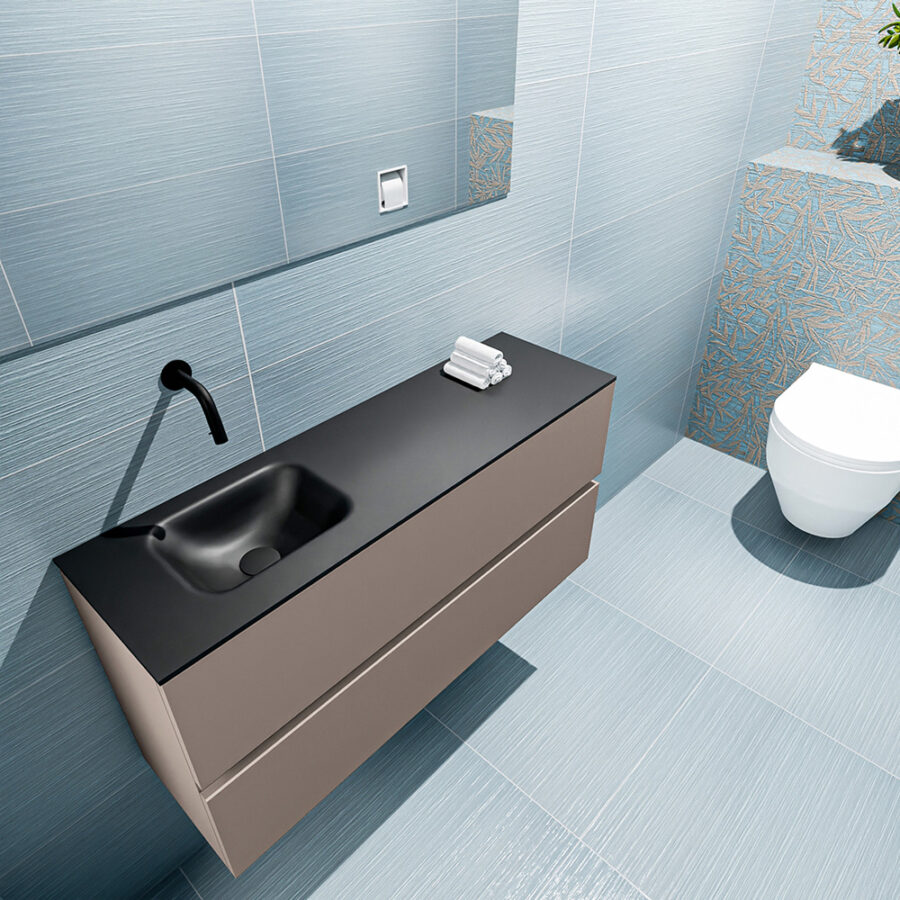 MONDIAZ ADA 100cm toiletmeubel smoke. LEX wastafel urban positie links. Zonder kraangat - Afbeelding 2
