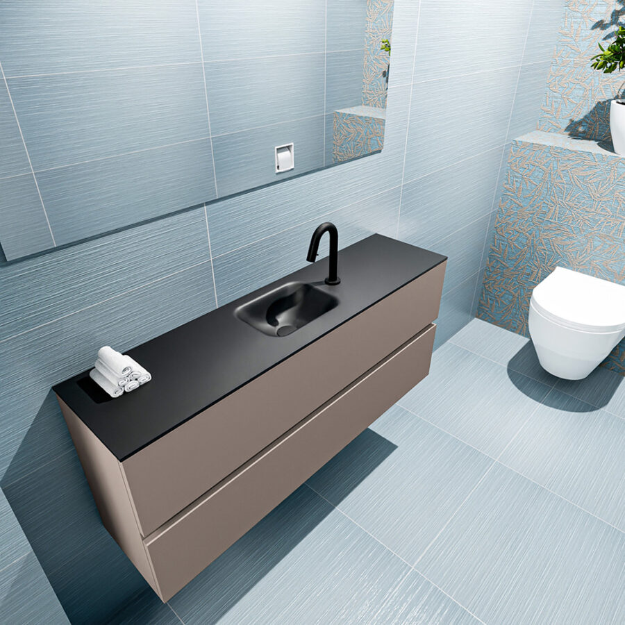 MONDIAZ ADA 120cm toiletmeubel smoke. LEX wastafel urban positie midden. Met 1 kraangat - Afbeelding 2