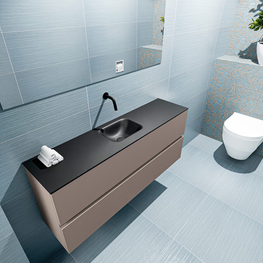 MONDIAZ ADA 120cm toiletmeubel smoke. LEX wastafel urban positie midden. Zonder kraangat - Afbeelding 2
