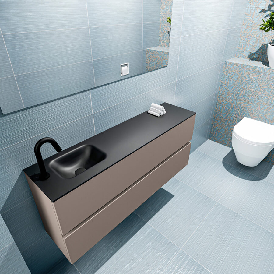 MONDIAZ ADA 120cm toiletmeubel smoke. LEX wastafel urban positie links. Met 1 kraangat - Afbeelding 2