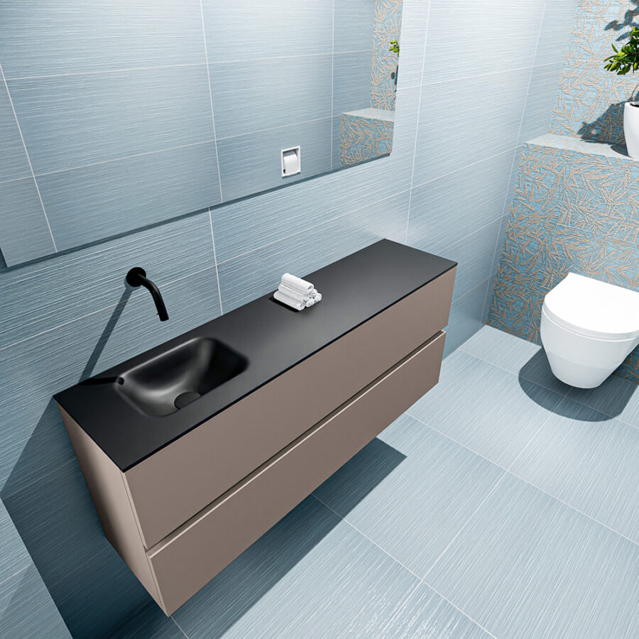 MONDIAZ ADA 120cm toiletmeubel smoke. LEX wastafel urban positie links. Zonder kraangat - Afbeelding 2