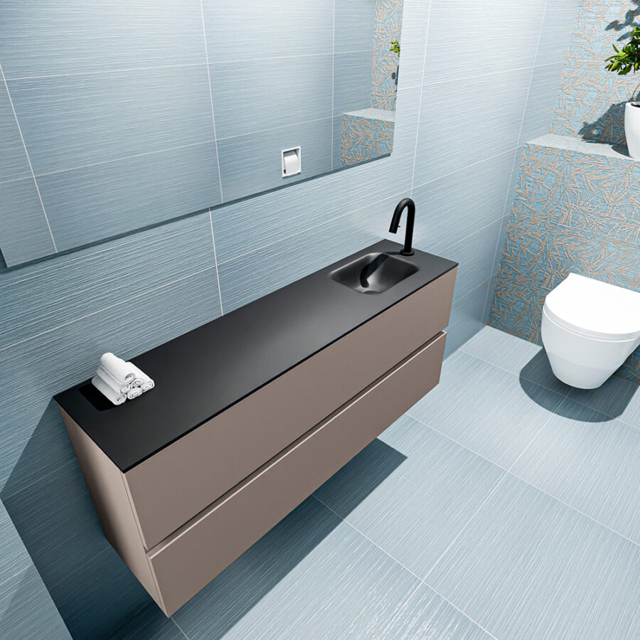 MONDIAZ ADA 120cm toiletmeubel smoke. LEX wastafel urban positie rechts. Met 1 kraangat - Afbeelding 2