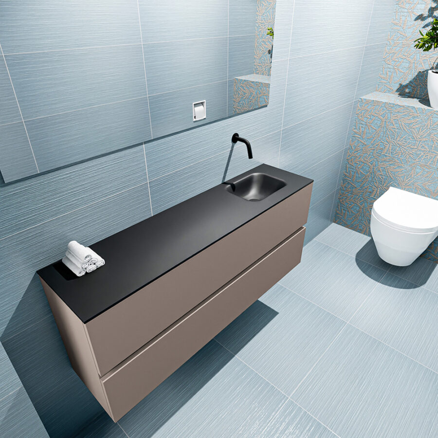 MONDIAZ ADA 120cm toiletmeubel smoke. LEX wastafel urban positie rechts. Zonder kraangat - Afbeelding 2