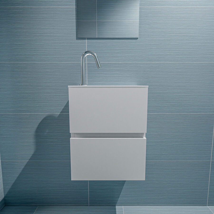 MONDIAZ ADA 40cm toiletmeubel talc. LEX wastafel talc positie rechts. Met 1 kraangat - Afbeelding 3
