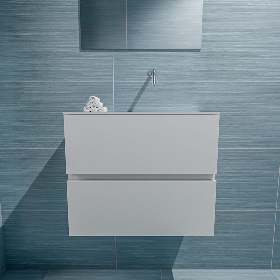 MONDIAZ ADA 60cm toiletmeubel talc. LEX wastafel talc positie rechts. Zonder kraangat - Afbeelding 3