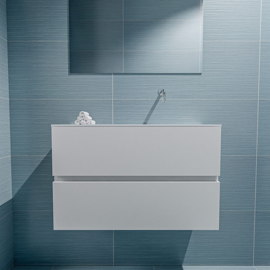 MONDIAZ ADA 80cm toiletmeubel talc. LEX wastafel talc positie rechts. Zonder kraangat - Afbeelding 3