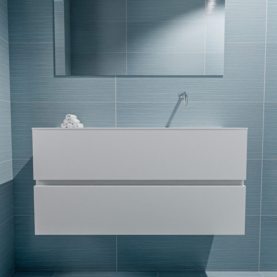 MONDIAZ ADA 100cm toiletmeubel talc. LEX wastafel talc positie rechts. Zonder kraangat - Afbeelding 3
