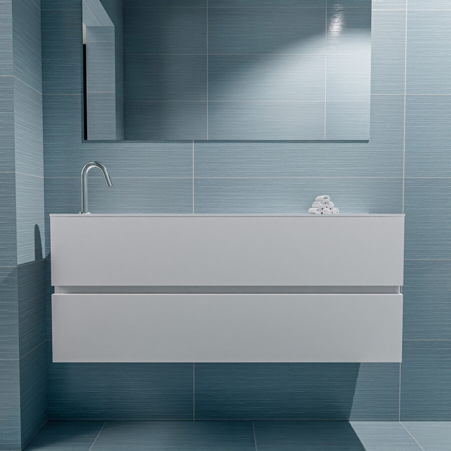 MONDIAZ ADA 120cm toiletmeubel talc. LEX wastafel talc positie links. Met 1 kraangat - Afbeelding 3