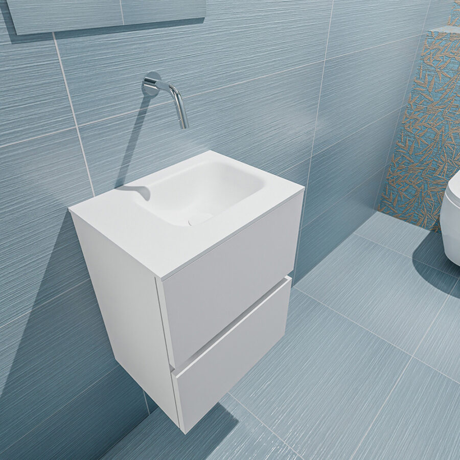 MONDIAZ ADA 40cm toiletmeubel talc. LEX wastafel talc positie rechts. Zonder kraangat - Afbeelding 2