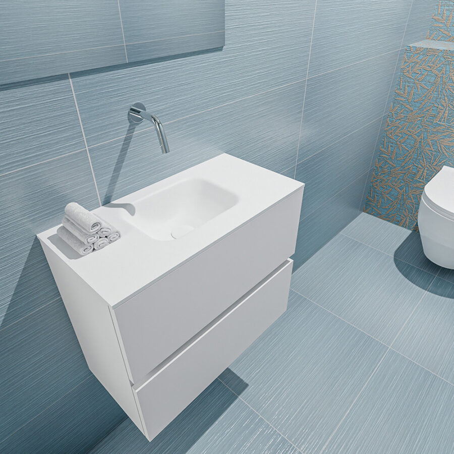MONDIAZ ADA 60cm toiletmeubel talc. LEX wastafel talc positie midden. Zonder kraangat - Afbeelding 2