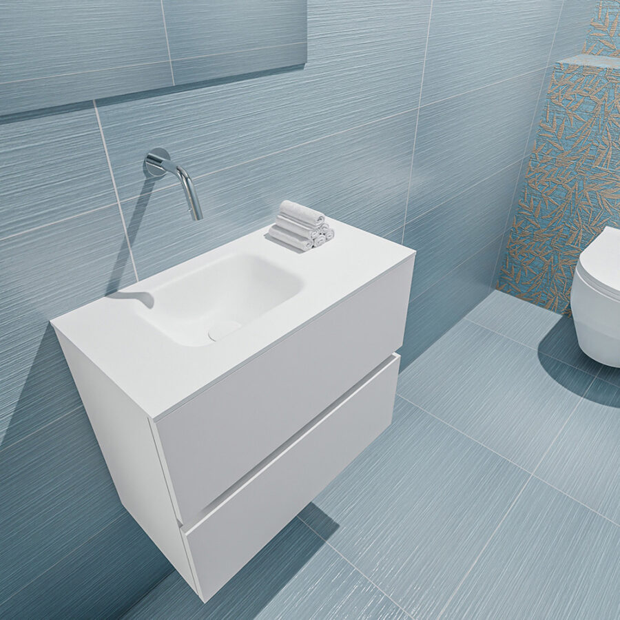 MONDIAZ ADA 60cm toiletmeubel talc. LEX wastafel talc positie links. Zonder kraangat - Afbeelding 2