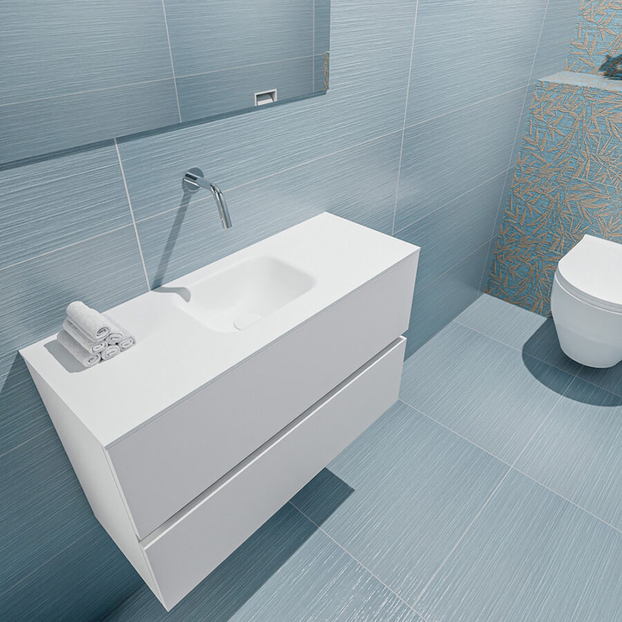 MONDIAZ ADA 80cm toiletmeubel talc. LEX wastafel talc positie midden. Zonder kraangat - Afbeelding 2