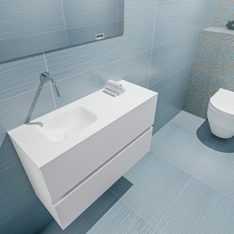 MONDIAZ ADA 80cm toiletmeubel talc. LEX wastafel talc positie links. Zonder kraangat - Afbeelding 2