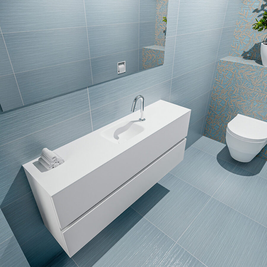 MONDIAZ ADA 120cm toiletmeubel talc. LEX wastafel talc positie midden. Met 1 kraangat - Afbeelding 2