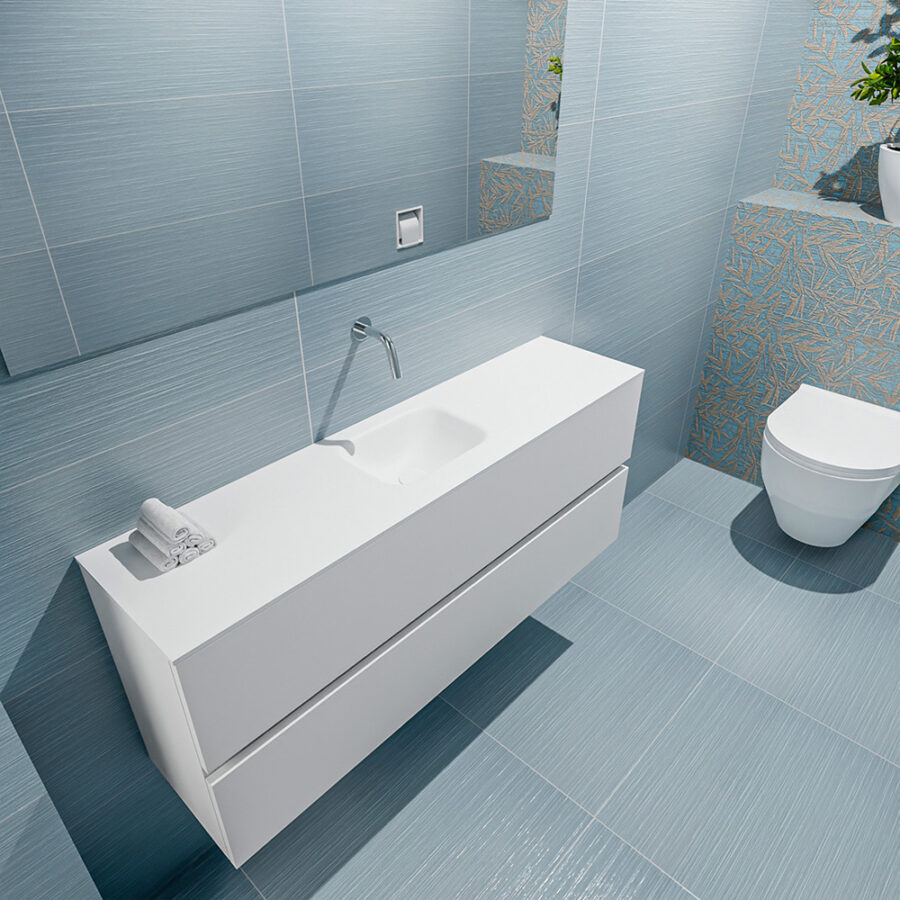 MONDIAZ ADA 120cm toiletmeubel talc. LEX wastafel talc positie midden. Zonder kraangat - Afbeelding 2