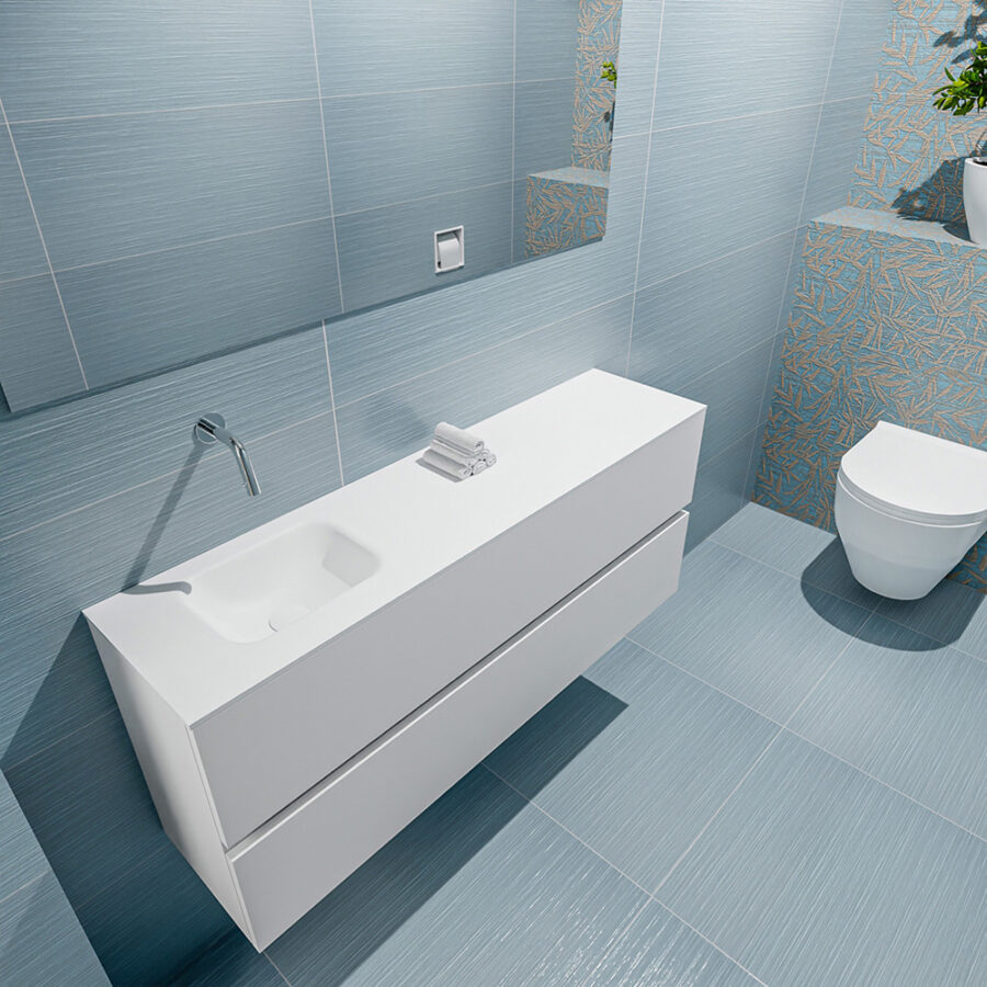 MONDIAZ ADA 120cm toiletmeubel talc. LEX wastafel talc positie links. Zonder kraangat - Afbeelding 2