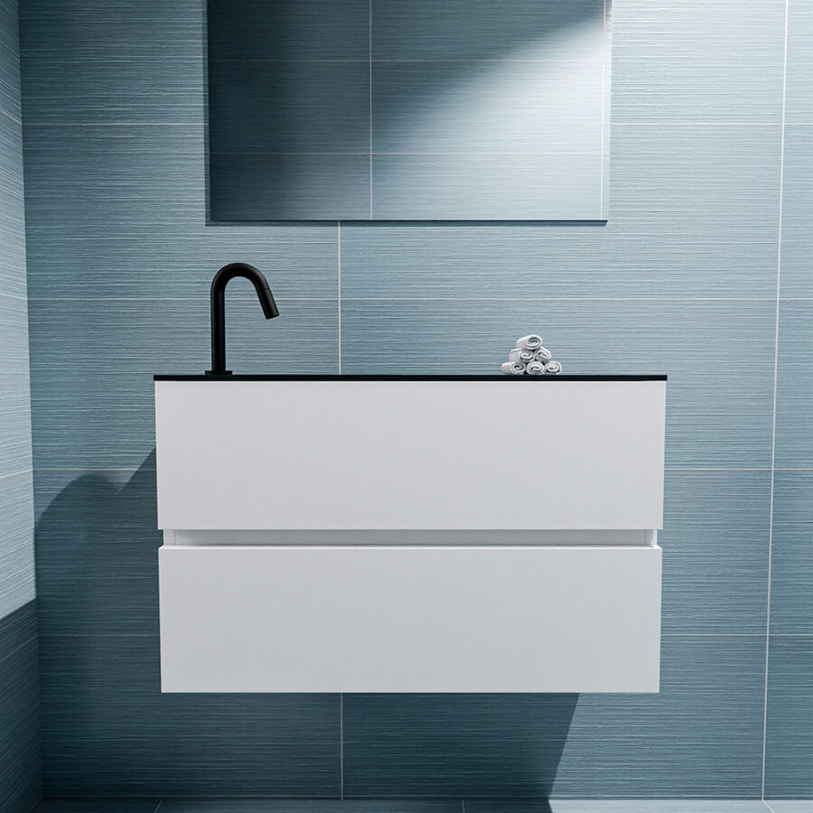 MONDIAZ ADA 80cm toiletmeubel talc. LEX wastafel urban positie links. Met 1 kraangat - Afbeelding 3