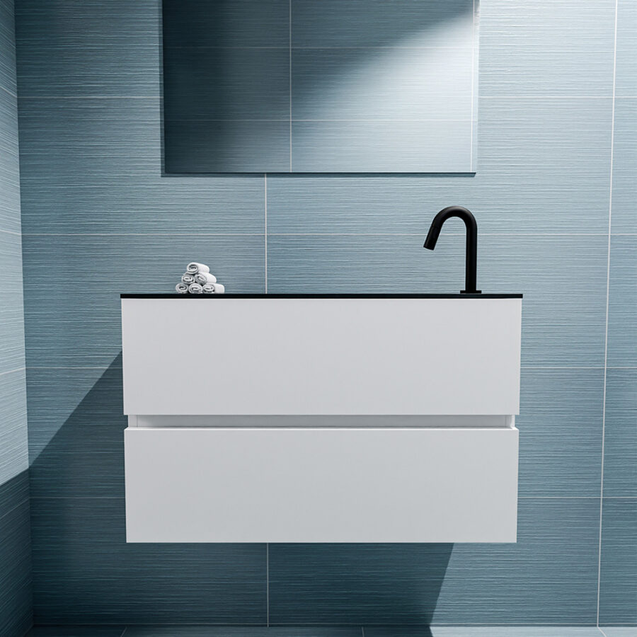 MONDIAZ ADA 80cm toiletmeubel talc. LEX wastafel urban positie rechts. Met 1 kraangat - Afbeelding 3