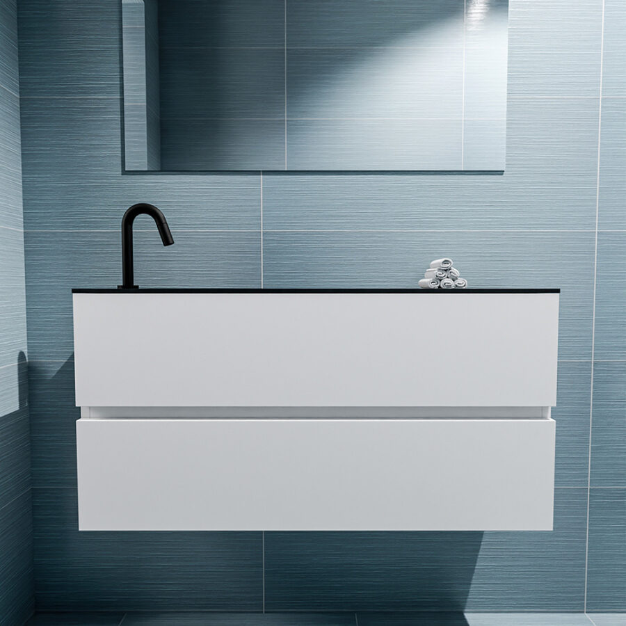 MONDIAZ ADA 100cm toiletmeubel talc. LEX wastafel urban positie links. Met 1 kraangat - Afbeelding 3