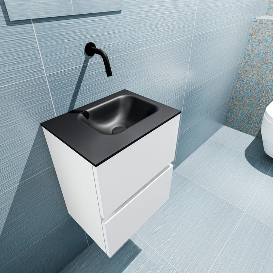 MONDIAZ ADA 40cm toiletmeubel talc. LEX wastafel urban positie rechts. Zonder kraangat - Afbeelding 2