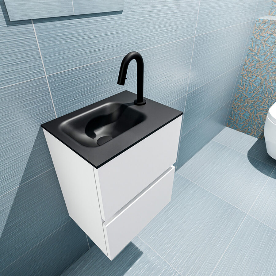 MONDIAZ ADA 40cm toiletmeubel talc. LEX wastafel urban positie links. Met 1 kraangat - Afbeelding 2