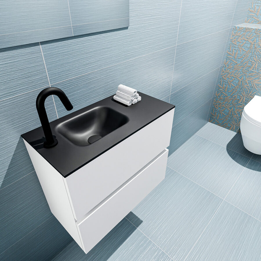 MONDIAZ ADA 60cm toiletmeubel talc. LEX wastafel urban positie links. Met 1 kraangat - Afbeelding 2