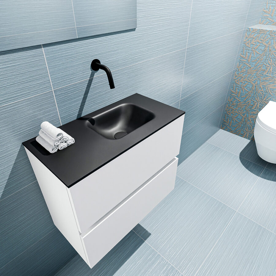 MONDIAZ ADA 60cm toiletmeubel talc. LEX wastafel urban positie rechts. Zonder kraangat - Afbeelding 2