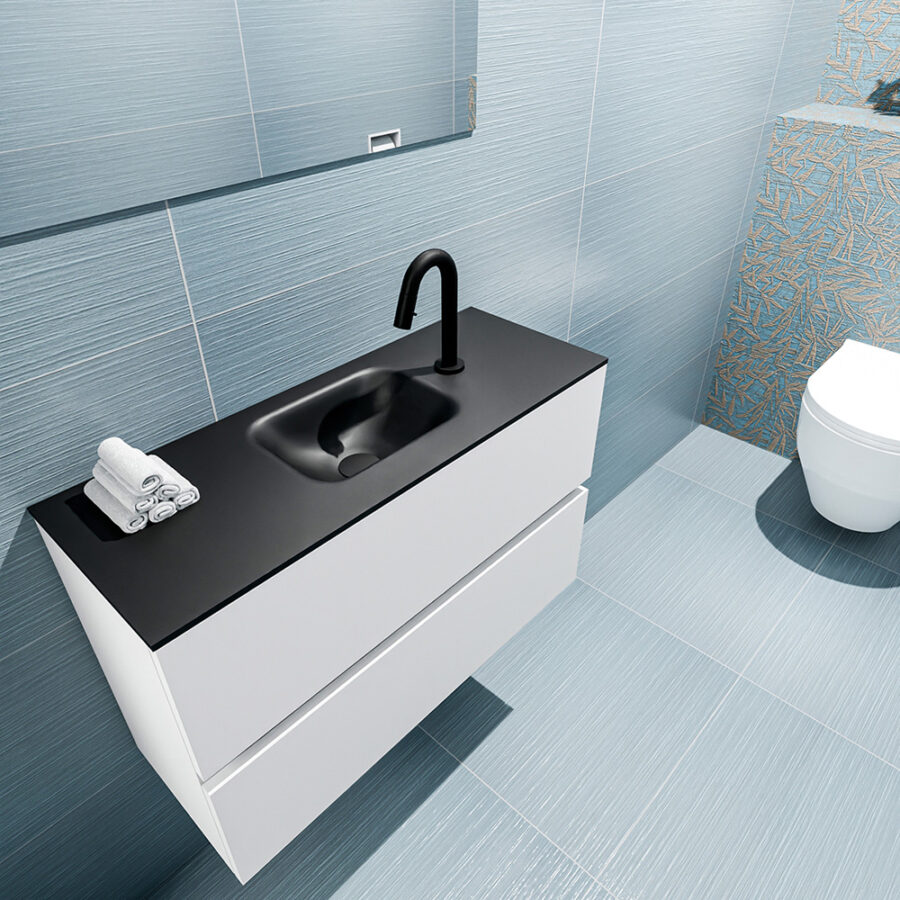 MONDIAZ ADA 80cm toiletmeubel talc. LEX wastafel urban positie midden. Met 1 kraangat - Afbeelding 2