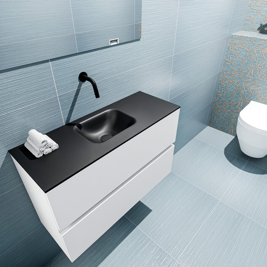 MONDIAZ ADA 80cm toiletmeubel talc. LEX wastafel urban positie midden. Zonder kraangat - Afbeelding 2