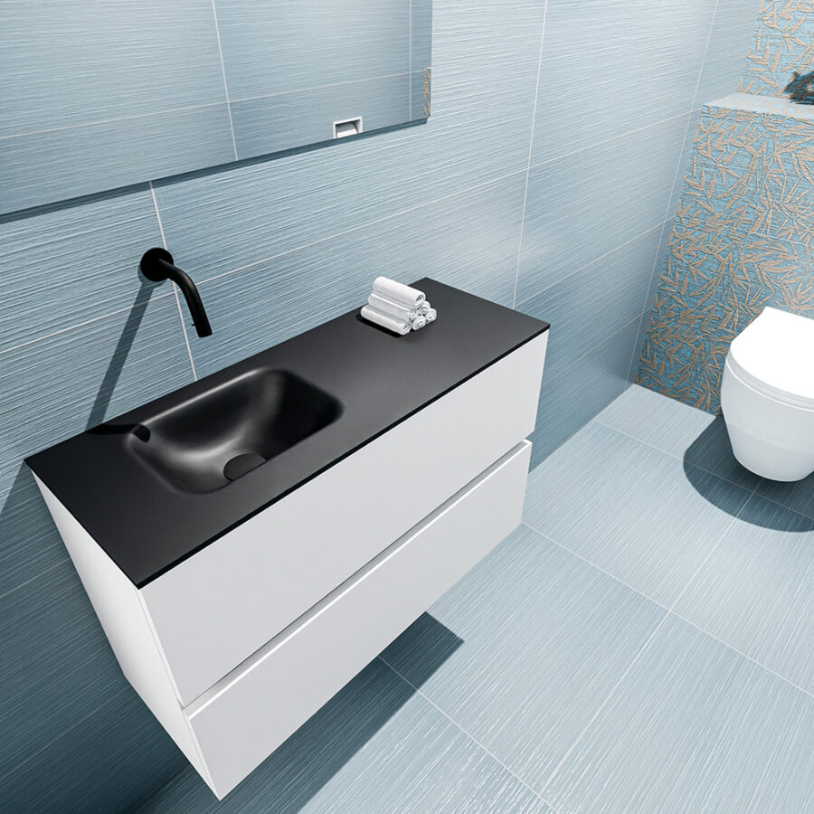 MONDIAZ ADA 80cm toiletmeubel talc. LEX wastafel urban positie links. Zonder kraangat - Afbeelding 2