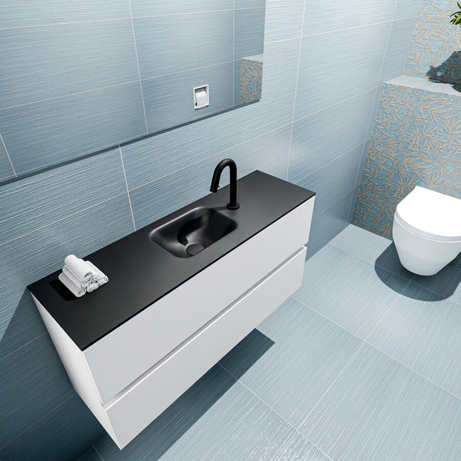 MONDIAZ ADA 100cm toiletmeubel talc. LEX wastafel urban positie midden. Met 1 kraangat - Afbeelding 2