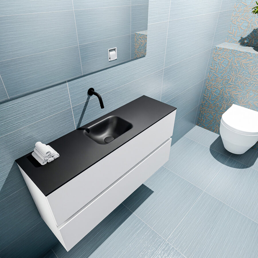 MONDIAZ ADA 100cm toiletmeubel talc. LEX wastafel urban positie midden. Zonder kraangat - Afbeelding 2