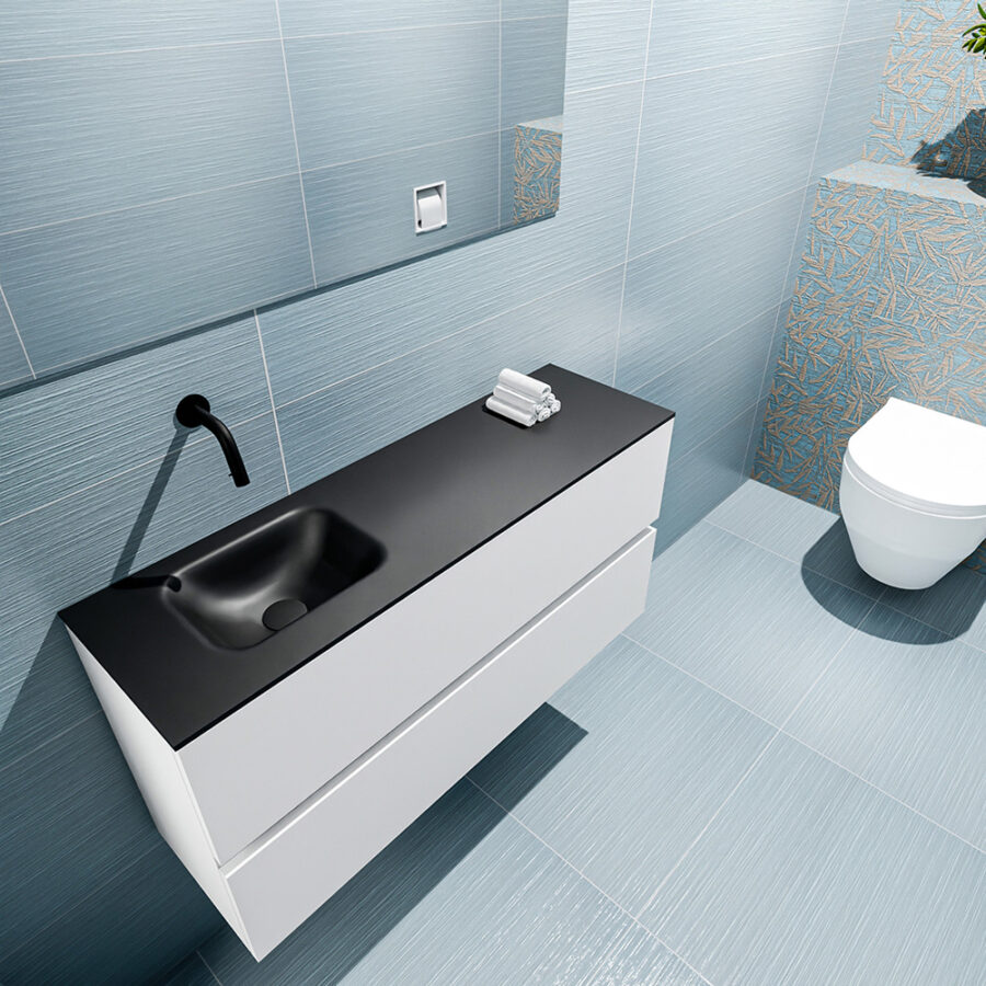MONDIAZ ADA 100cm toiletmeubel talc. LEX wastafel urban positie links. Zonder kraangat - Afbeelding 2
