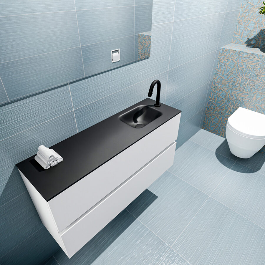 MONDIAZ ADA 100cm toiletmeubel talc. LEX wastafel urban positie rechts. Met 1 kraangat - Afbeelding 2