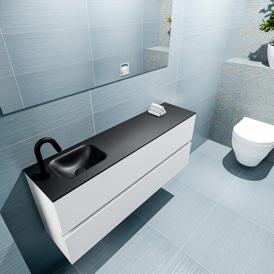 MONDIAZ ADA 120cm toiletmeubel talc. LEX wastafel urban positie links. Met 1 kraangat - Afbeelding 2