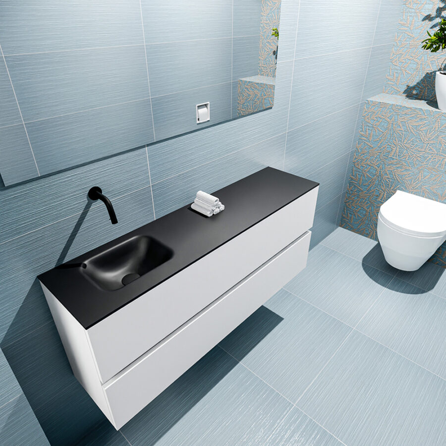MONDIAZ ADA 120cm toiletmeubel talc. LEX wastafel urban positie links. Zonder kraangat - Afbeelding 2