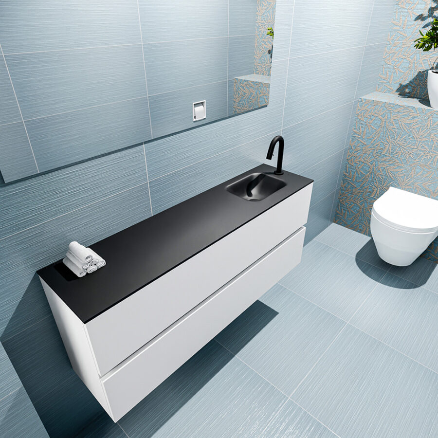 MONDIAZ ADA 120cm toiletmeubel talc. LEX wastafel urban positie rechts. Met 1 kraangat - Afbeelding 2