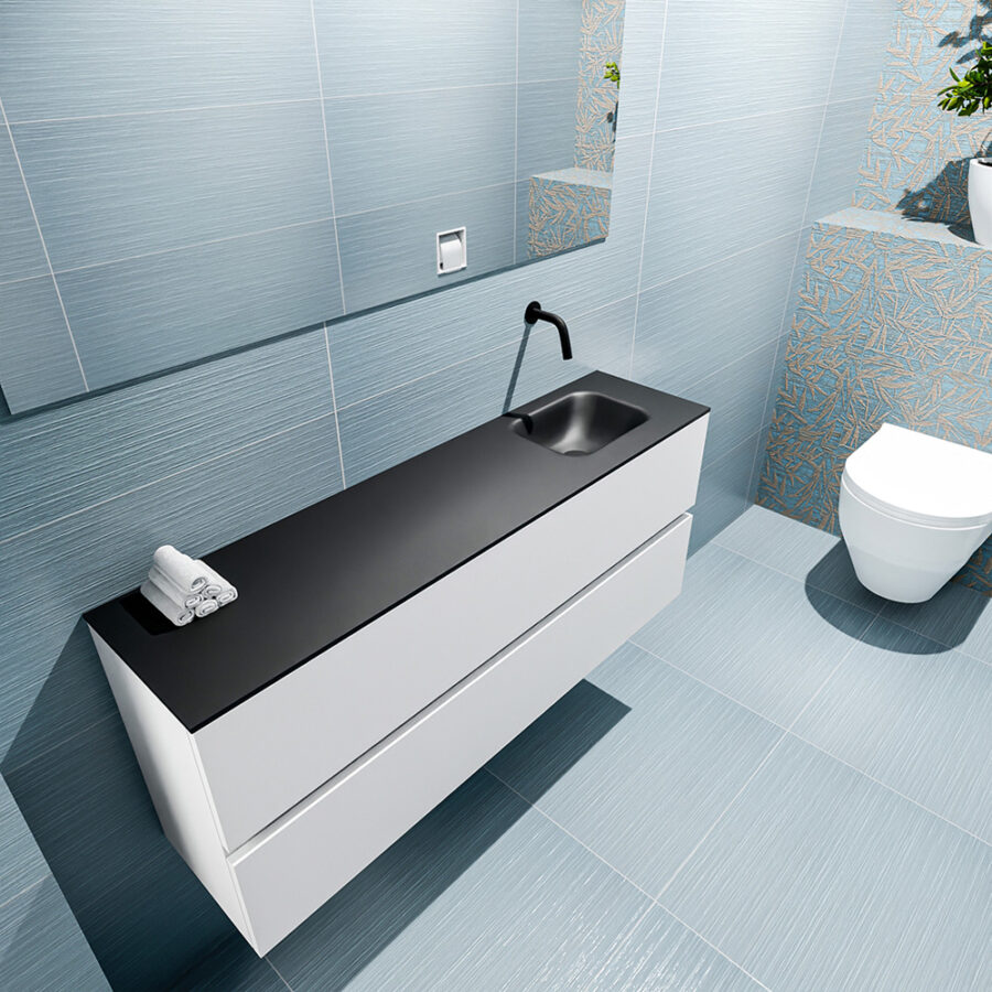 MONDIAZ ADA 120cm toiletmeubel talc. LEX wastafel urban positie rechts. Zonder kraangat - Afbeelding 2