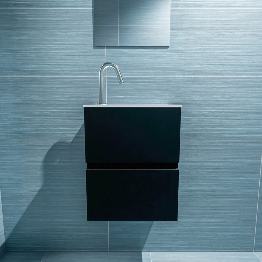 MONDIAZ ADA 40cm toiletmeubel urban. LEX wastafel talc positie rechts. Met 1 kraangat - Afbeelding 3