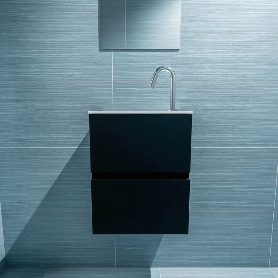 MONDIAZ ADA 40cm toiletmeubel urban. LEX wastafel talc positie links. Met 1 kraangat - Afbeelding 3